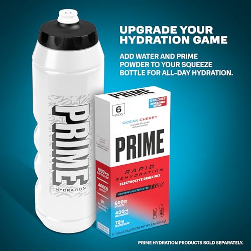 Image of PRIME 32 oz White Graffiti Squeeze Sports Water Bottle, BPA Free, Dishwasher Safe, Easy-Grip Ergonomic Leakproof Design, Fast Hydration for Gym, Cycling, Running