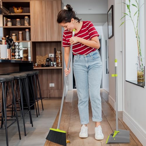 SONCAL Besen und Kehrschaufel-Kamm-Set für Zuhause, 132,1 cm langer Griff, stehende Kehrschaufel für Zuhause, Zimmer, Küche, Büro, Lobby, Outdoor, Boden – Bild 8