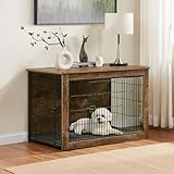 Dog Kennel Furniture, Wooden Dog Crate End Table, Heavy Duty Dog Crate, Decorative Pet Crate Dog Cage for Large Indoor Use (Rustic Brown) 27' L×20' W×23' H