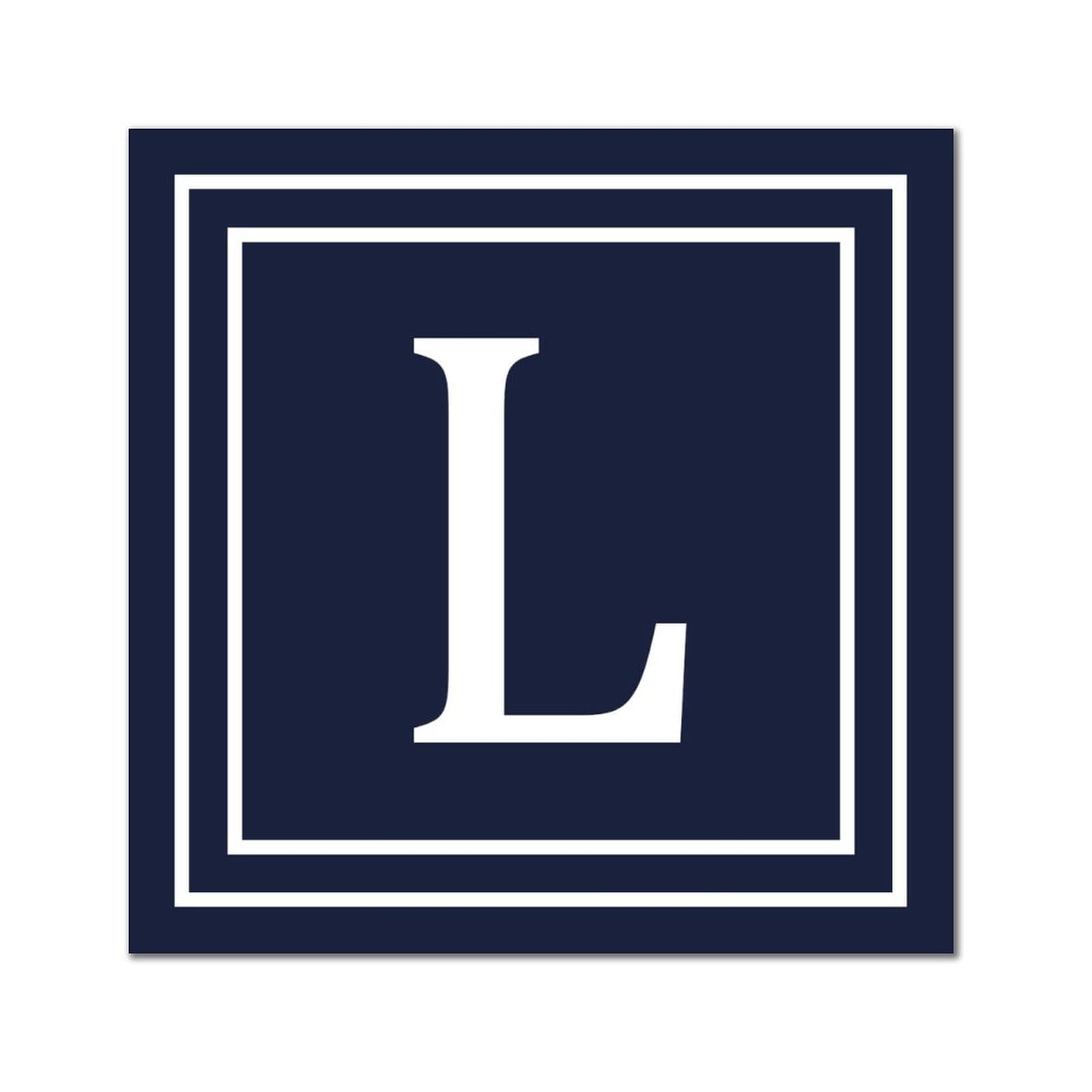 Plaque murale bois lettre L bleu marine de 30cm pour deco maison