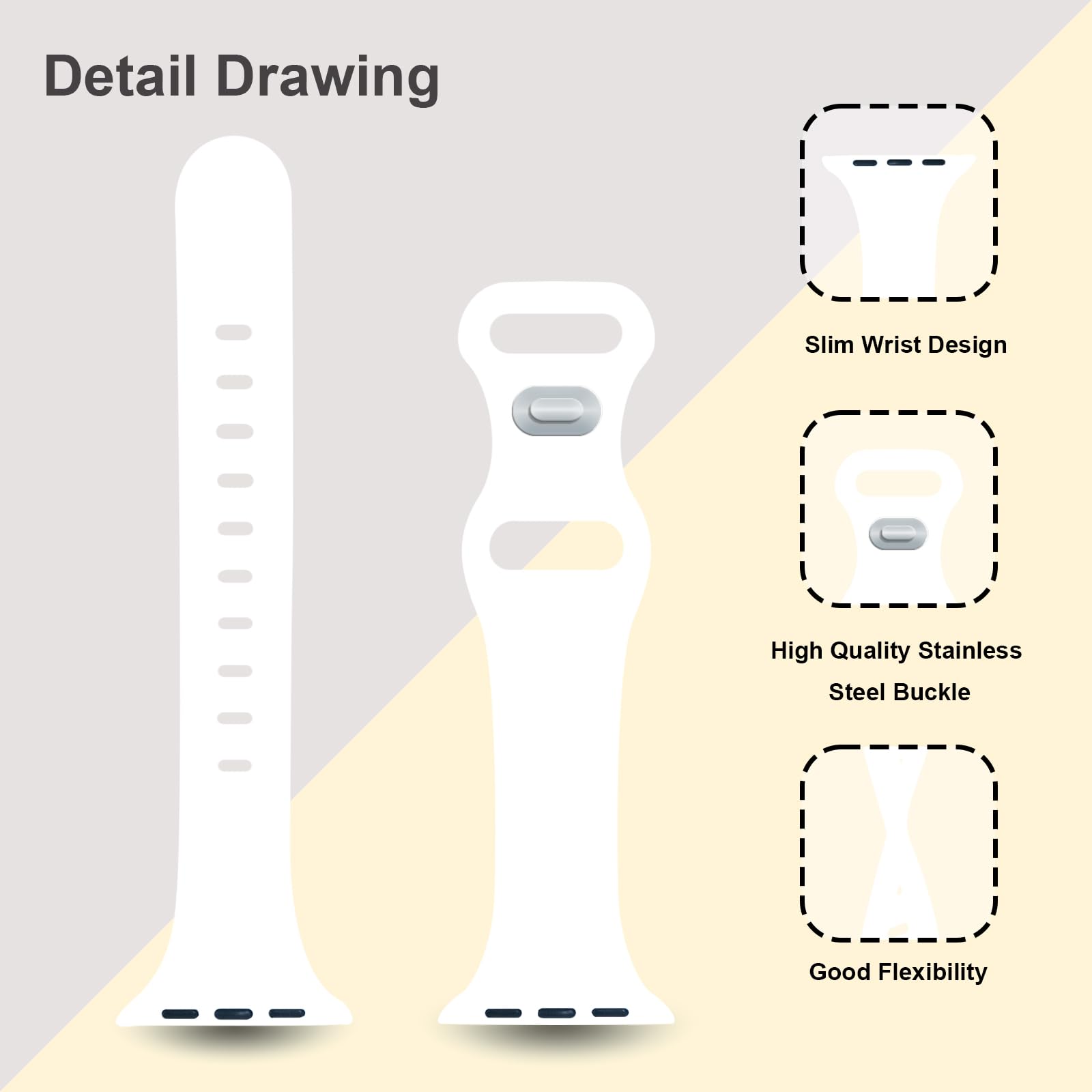 Slim Band Compatible with Apple Watch Bands 38mm 40mm 41mm 42mm 44mm 45mm 49mm for Women Men,Soft Thin Narrow Silicone Sport Strap Wristbands for iWatch Series 9 8 7 6 5 4 3 2 1 SE Ultra White