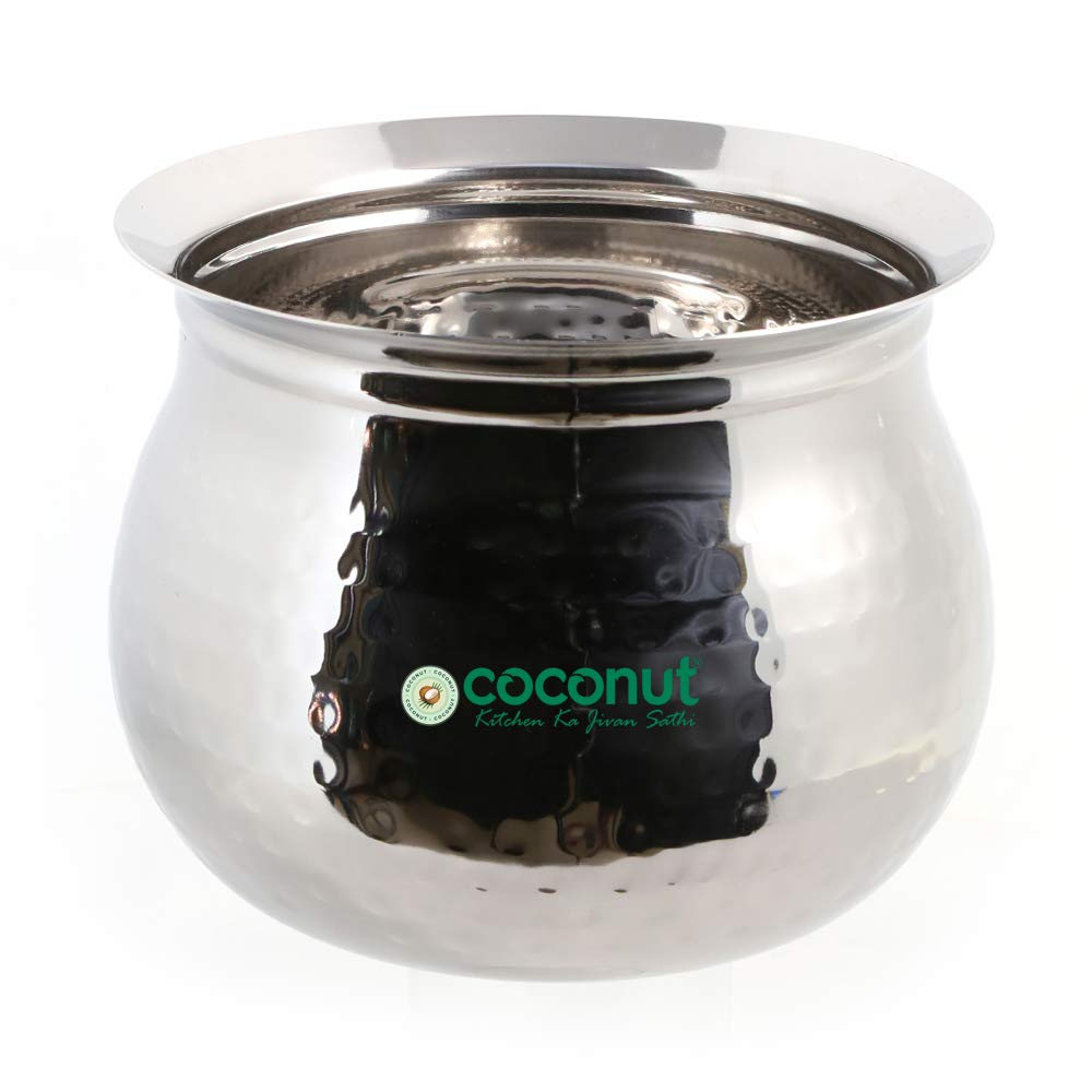 CoconutStainless Steel - Cookware/Oreo Hammered Handi -1 Unit - Capacity - 2600 ML
