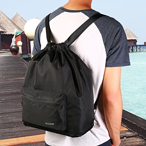 ProCase-Water-Resistant-Gym-Bag-Quality-Drawstring-Backpack-Unisex-Sports-Bag-for-Swimming-Surfing-Hot-Spring-Travelling-Hiking-and-Camping-Black