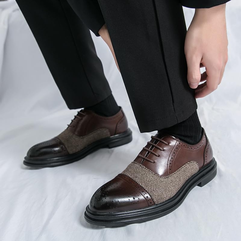 Men's Formal Leather Shoes, Casual Business Leather Oxford Derby Shoes, Lace-up Slip-in, Driving, Comfort, Party, Wedding3