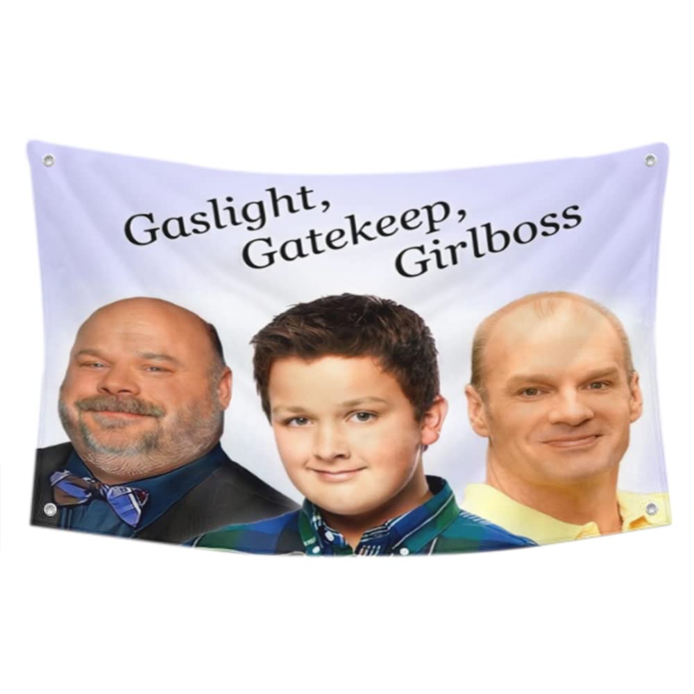 Gibby Gaslight Gatekeep Girlboss Funny Banner flag tapestry 3x5Feet College Dorm Frat or Man Cave Decor (Girlboss)