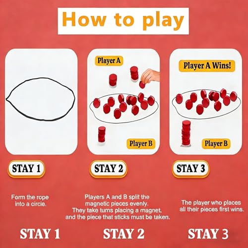 Juego de Ajedrez Magnético Mejorado con Cuerda y Piedras, Juego Magnético Divertido para Familia, Fiesta, Viaje y Camping, Juego para 2 Jugadores para Adultos miniatura 4