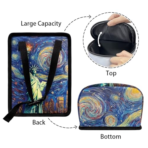 Image of Statue of Liberty Print Car Accessories Back Seat Multipurpose Car Trash Can with Lid, Leak Proof Waterproof Hanging Car Garbage Can for Road Trip Travel