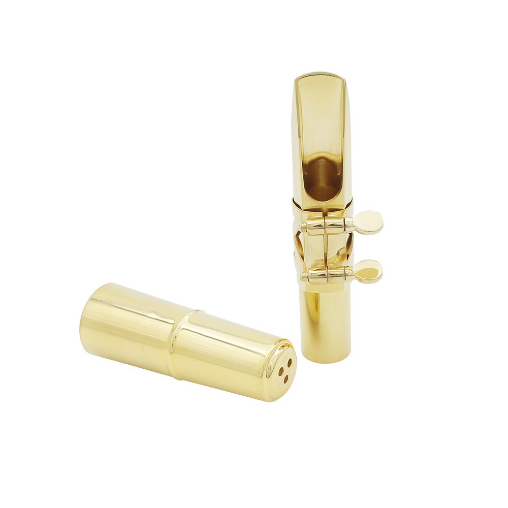 CHICIRIS Portavoz de Saxofón, Accesorios de Boquilla de Saxo de Latón con Tapa, Almohadillas para Principiantes para Principiantes (7)