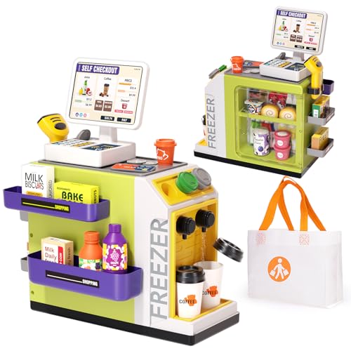 48-Piece Pretend Play Cash Register Toy Set with Water Outlet Fun...