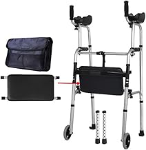 Andador,Reabilitação em pé para adultos Caminhante vertical para treinamento de membros inferiores Reabilitação em pé Bengala multifuncional com rodas e assento Muleta/sem assento Efficency