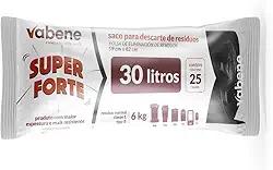 Saco Para Descarte De Resíduos Super Forte Preto 30L - 25 Unidades, Vabene