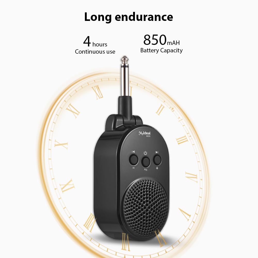 Amplificateur de guitare BT portable 5 W pour toutes les guitares électriques et instruments à vent Amplificateur de type C rechargeable à 270 degrés rotatif Plug and Play, haut-parleur