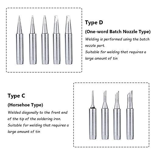 Mesee 17Pcs Soldering Tips Kit 900M Lead-Free Solder Iron Tip Welding Replacement Accessories for Hakko, Radio Shack, TENMA, ATTEN, Quick, Aoyue, Yihua Solder Station