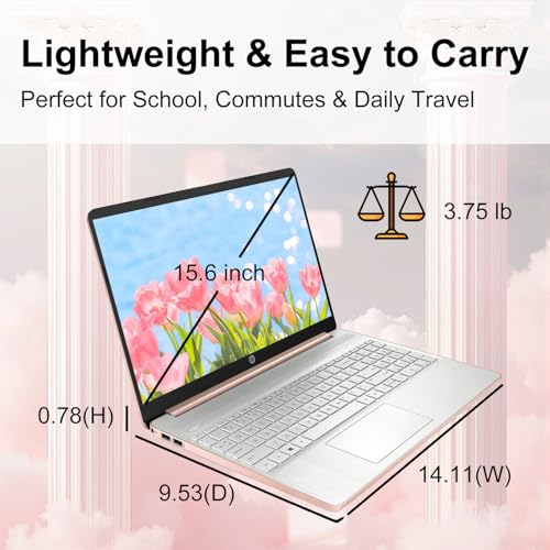Image of HP 15.6 inch Business & Student Laptop • Microsoft Office 365 • 8GB RAM • 256GB PCle SSD • Quick Setup, Lightweight • Windows 11, Rose Gold