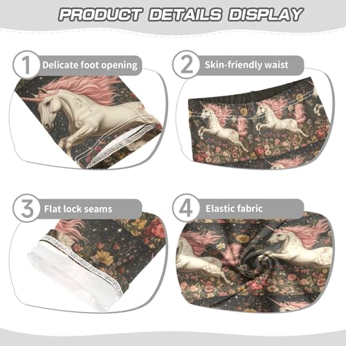 Unicorn Jumping Flowers Herb Girls Leggings Kids Yoga Pants Dance Active Tights 4T3