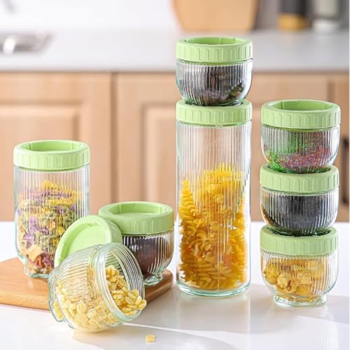 Image of Glass Storage Jar With Airtight Lid, BPA-Free Kitchen Containers For Spices, Dry Fruits, Snacks & Grocery Storage Set Of 3, Transparent Food Storage Canisters For Kitchen Organization And Home Use