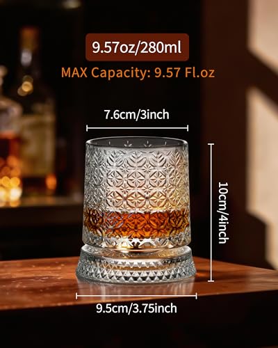 CEEFU 360° Spinning Whiskey Glasses Set with Gift Box, Set of 2 - Image 2