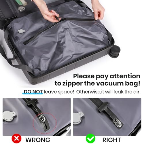 Carry on Luggage Suitcase with Vacuum Compression and Pump, 100% PC Hardshell Lightweight Travel Suitcase with TSA Lock & USB Charging Port 20inch image 7