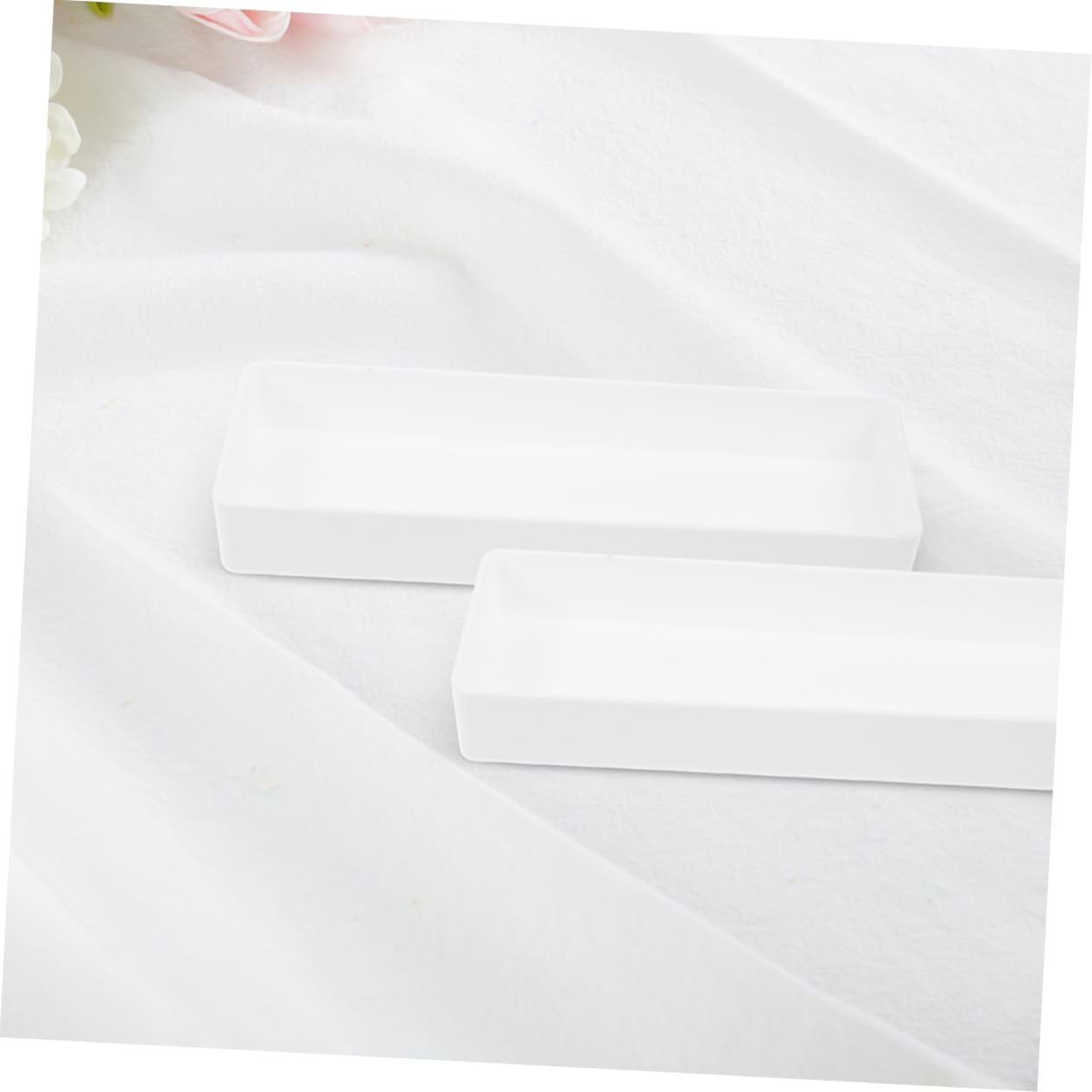 Scatola Organizer Quadrata da Cassetto 5 Pezzi in Plastica Bianca | Scrivania e Ufficio, Superficie Liscia Facile da Pulire, Struttura Resistente alla Deformazione