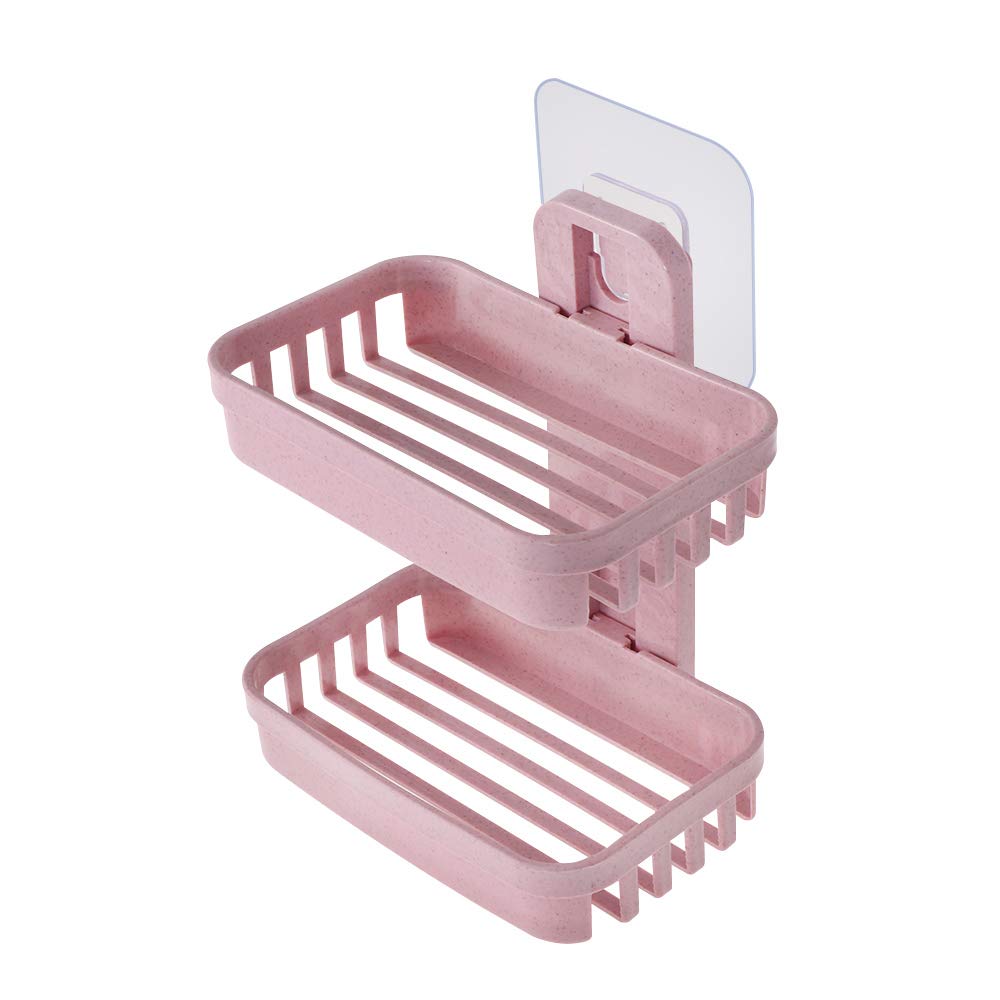 nhnhn Soap Dishes Box Double layer Storage Rack Wall Zeep Bathroom Supplies Shower Tray Plate Holder Tray Case(7)