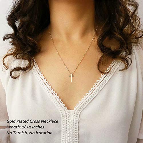 M MOOHAM Cross Necklace for Women - Dainty Cute Bubble 3D Cross Pendant Necklace Sideways Cross Choker Layered 14K Real Gold Plated Cross Necklace Gifts for Women Girls4