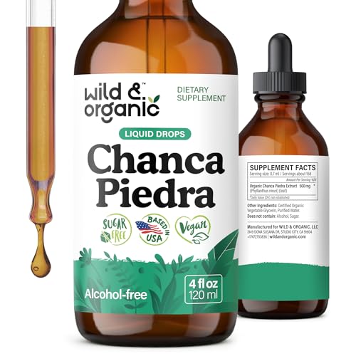 Wild & Organic Chanca Piedra Stone Breaker Drops - Herbal Chanca Piedra Extract for Kidney, Gallbladder Cleanse & Urinary Support - Vegan, Sugar & Alcohol-Free Tincture - 4 fl oz