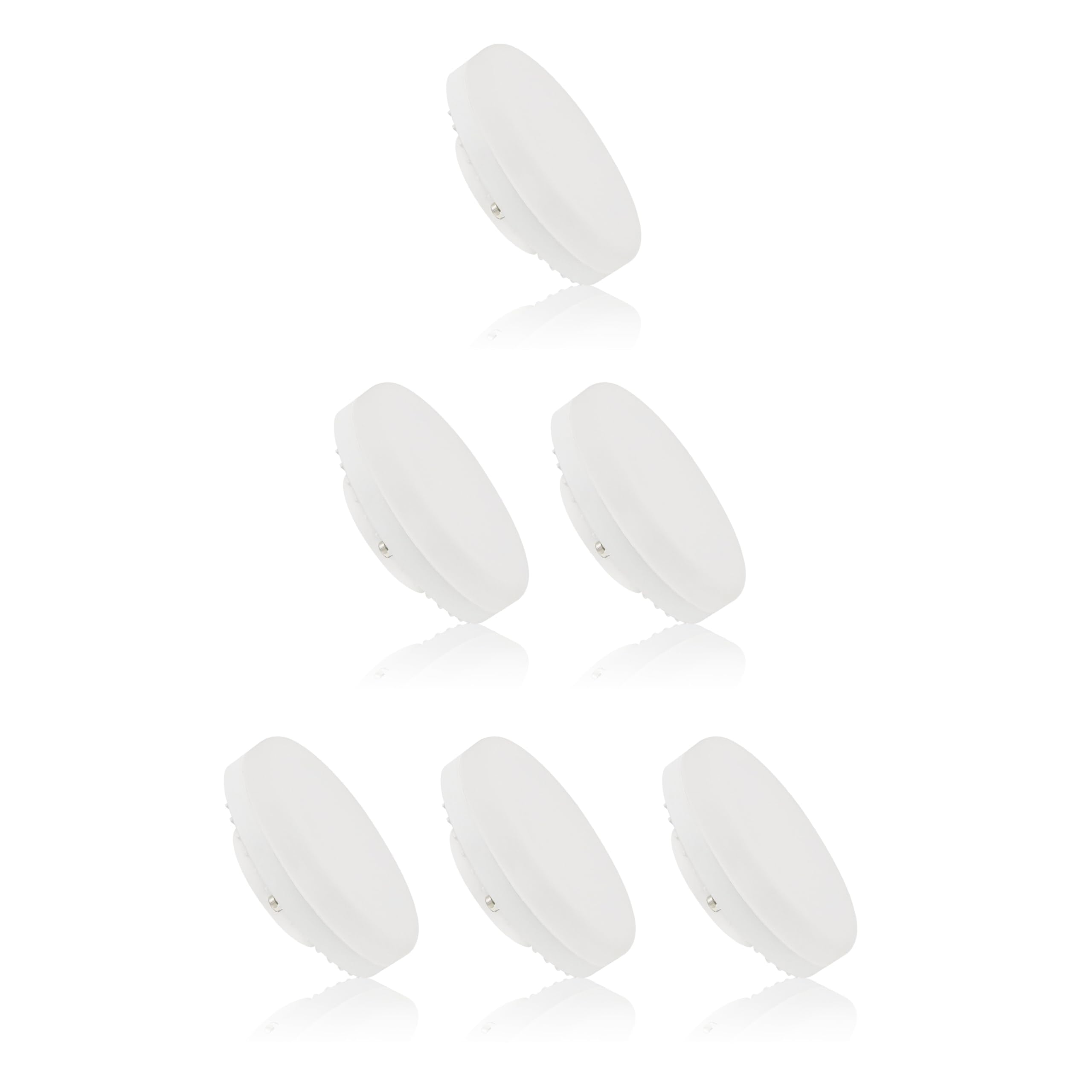 LED GX53 Light Bulbs 3 Watt 260 Lumen CRI 80Ra Anti-Glare Beam Angle 120° Day White (4000 K) Pack of 6, Tagesweiß (4000 K)