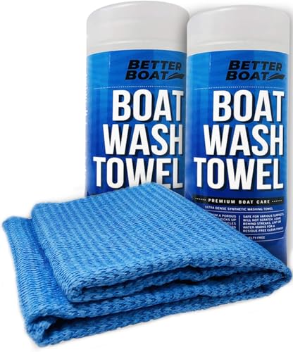 Super Absorbent Towels, Synthetic Chamois Cloth for Car and Boat Drying, Smooth Cooling Towel, Marine Grade Cleaning Supplies, PVA Shammy Wash 2 Pack