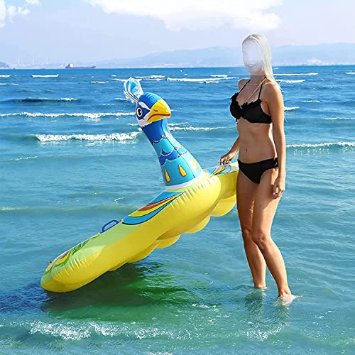 Pelotón Flotante de Pavo Real Inflable, Flotador Inflable de Piscina 76 ", Flotador de Piscina de Cama Flotante para Adultos, Juguete de Fiesta de Playa de Verano