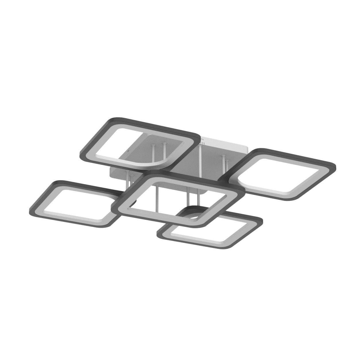 Nowoczesna lampa sufitowa LED, kwadratowa akrylowa lampa sufitowa 75W, czarne zimne białe światło 6500K do salonu, sypialni, gabinetu (5 żarówek)