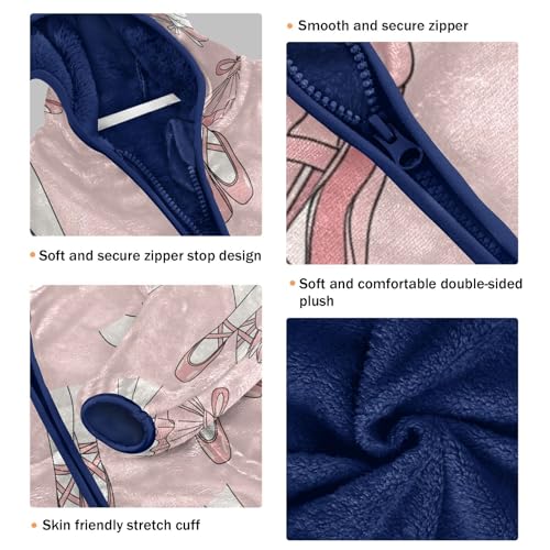 Ballet Shoes and Skirts Toddler Fleece Jacket Girl Boys Hooded Fleece Jacket Coat Warm Outwear Zip-up 3-10T3