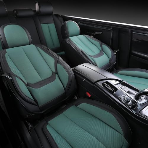 Image of Coverado Seat Covers Full Set, Car Seat Covers Front Seat and Back Seat, Fabric&Leather Car Seat Protectors, Universal Seat Covers for Cars, Compatible with Most Cars, Green