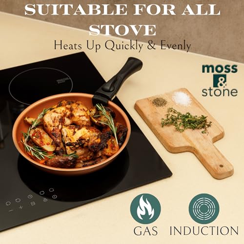Image of Moss & Stone Copper Pots And Pans Set Nonstick, Removable Handle Cookware, Stackable Pots And Pans Set, Dishwasher safe, Induction Pots And Pans, Camping Cookware Set, Aluminum (7 Pcs)