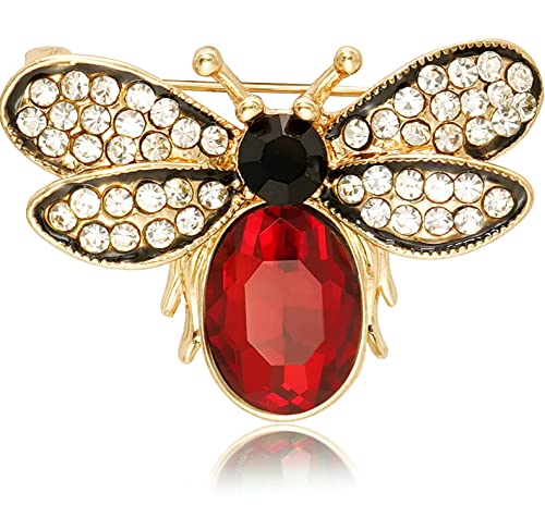 Image of Rhinestone Bee Brooch Vintage Fly Insect Corsage Crystal Moth Brooch Pin