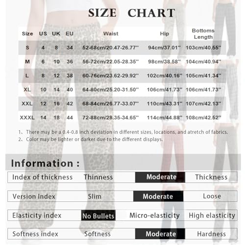 Women's Leopard Print Elastic High Waist Long Pants 2025 Gingham Cheetah Printed Wide Leg Loose Trousers with Pockets4
