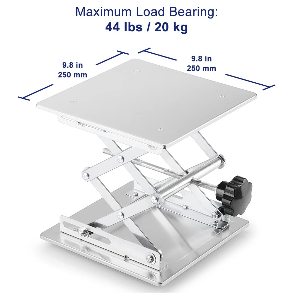 Labasics Mesa Elevadora de Tijera, Acero Inoxidable Plataforma Elevadora de Tijera Jack De Laboratorio, Gato de Tijeras para Uso en Laboratorio (250 x 250 mm, Plata)