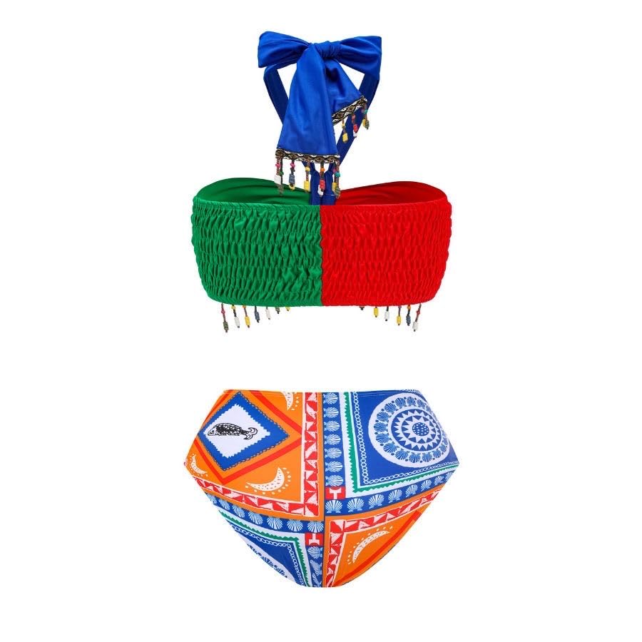 Image of AARAM Sexy Hot Beach Bikini Set for Women, Women's 3 Piece Beach Wear Stylish Printed Shorts Cardigan Suit Swimwear, Three-Piece Co-ord Set for Pool Vacation Honeymoon Beachwear