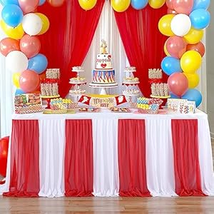 Suppromo Rot-Weiß Tischrock 4.3m Tüll