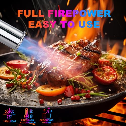 Image of Propane Torch with Detachable Design - Adjustable Flame Blow Torch for BBQ, Searing Steak, Grilling, Campfires, Welding & Sous Vide - Kitchen Torch for Charcoal Grills & Camping (Tank Not Included)