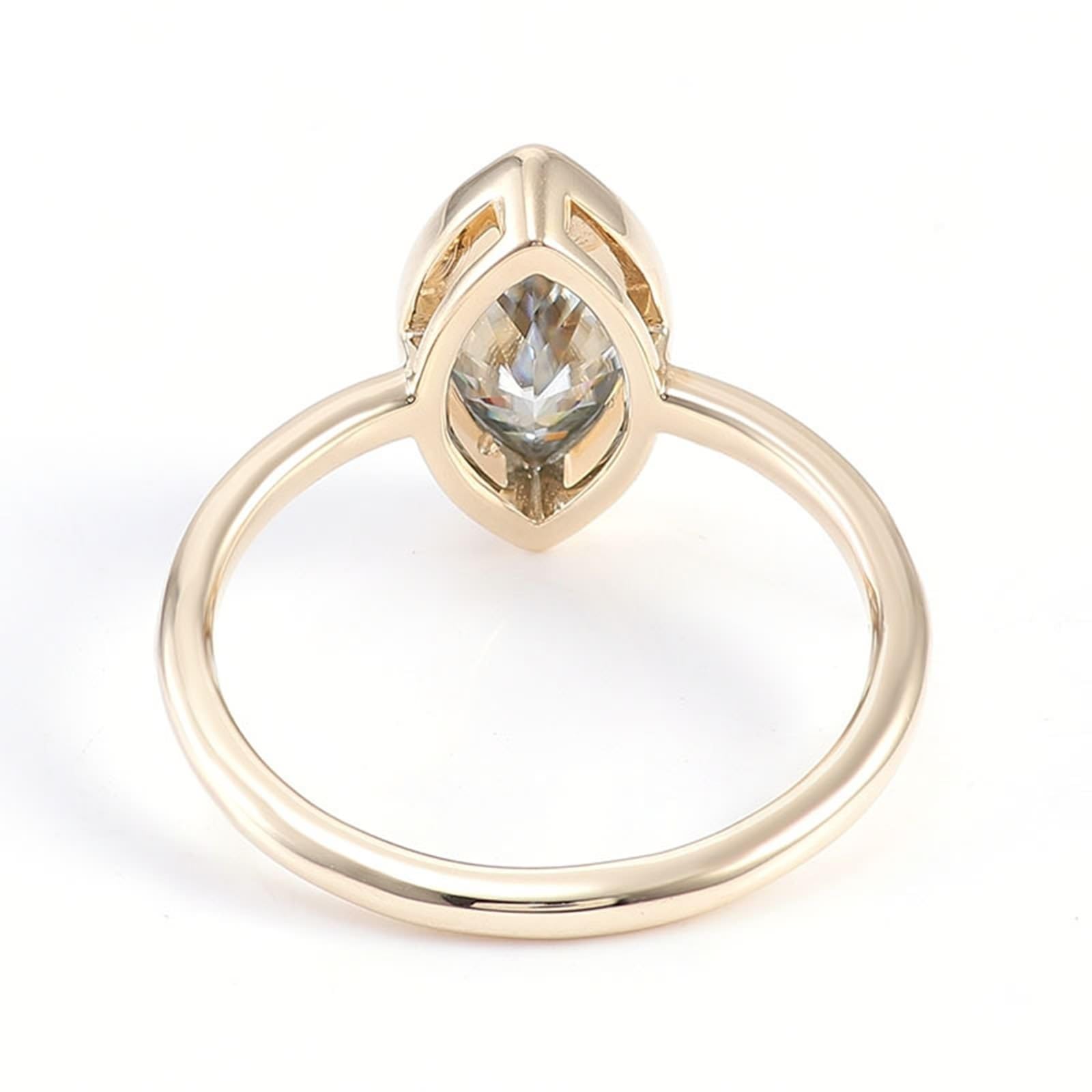 KnSam Verlobungsring 9K/14K/18K Gold, Klassiker Zierlich Eheringe mit 2ct Moissanit Marquise Hell Grau, Gelbgold Au375/ 585/750 Freundschaftsringe Pärchen Ringe Echt Gold Schmuck, Gr.47-62