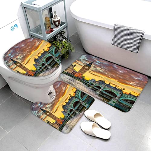 Badematten set 3D 40x60 Big Ben London absorbierend 3-teiliges Badezimmerteppich-Set maschinenwaschbare weich badteppich… – Bild 5