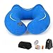 Lucear Inflatable Travel Pillow Set- Velvet Travel Neck Pillow, Sleep Mask, Earplugs - Including Carry Pouch for Convenient Storage - 3 Seconds Inflate Full(Blue)