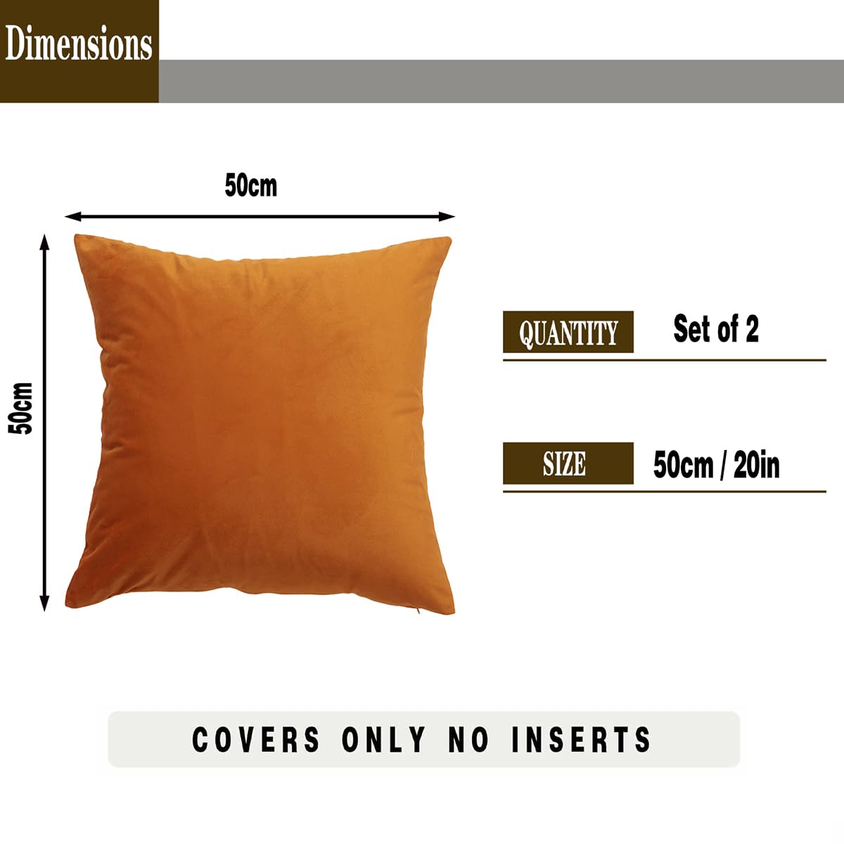 GONOVE Cushion Covers 50x50cm Decorative Modern Throw Pillow Case Pack of 2 Velvet Soft Pillow Cushion Covers Square Orange Pillowcase for Livingroom Sofa Bedroom - Image 2