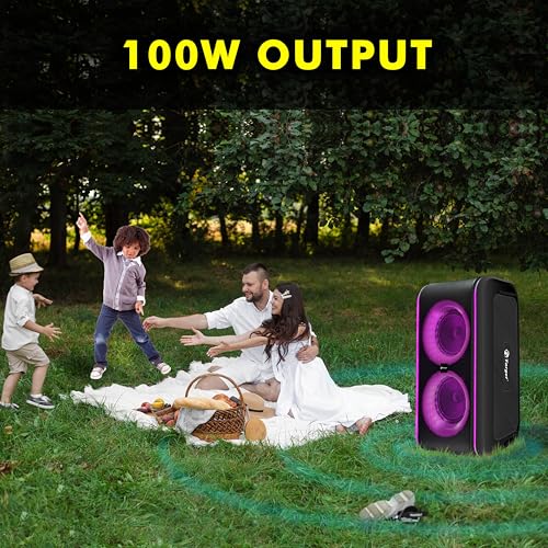 Image of TT-PSE-6x201+ Dual 6.5-inch Driver, Party Bluetooth Speaker with 100W Sound, TWS Function, RGB Lights, Karaoke Mic Port, 7 Hours Playtime, Type-C Fast Charging,Dual Wireless Mic