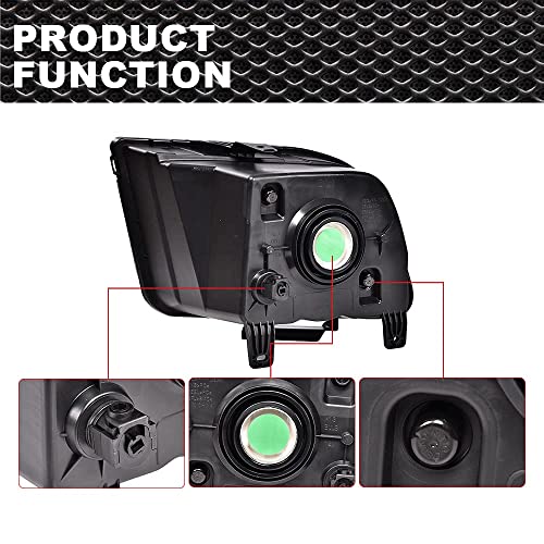G-Plus Headlights Assembly, Compatible With 2005 2006 2007 2008 2009 Ford Mustang Bumper Headlamp, Smoky Lens  Black Housing Amber Reflector #TOP4