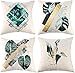Wosendy Fodere per Cuscini 18x18 Set di 4 Fodere per Cuscini Quadrati in Lino Foglie Cuscini Decorativi 45x45cm Custodie per Divano Sedia Soggiorno Camera da Letto