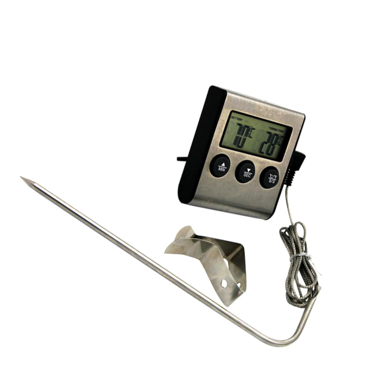 MUCKLILY 1Set BBQ Thermometer Kitchen Food Thermometer with Clip for Accurate Meat Measurement for Ovens Grills High Resolution Display