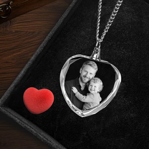 Custom 3D Crystal Photo Necklace, Personalized Laser Etched Picture, Great Customized Valentines Day Gifts for Her, Women, Wife, Men, Great Gifts for Anniversary, Birthday, Couple Keepsake3