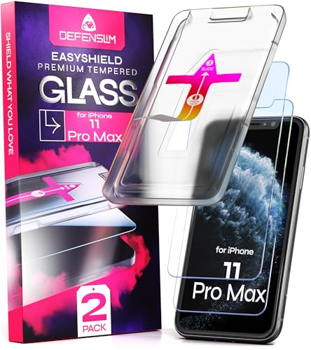 Defenslim Screen Protector for iPhone 11 Pro Max (2Pack), Easy Auto-Align Install Kit, 6.5
