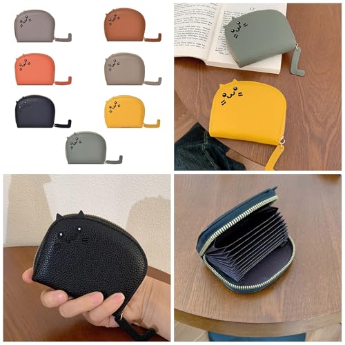 Compact Card Holder Cartoon Coin Purse with Multiple Card Slots Trendy Card Organized for Women and Students, Khaki, as the pic show2